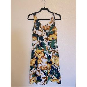 Ann Taylor floral linen midi dress